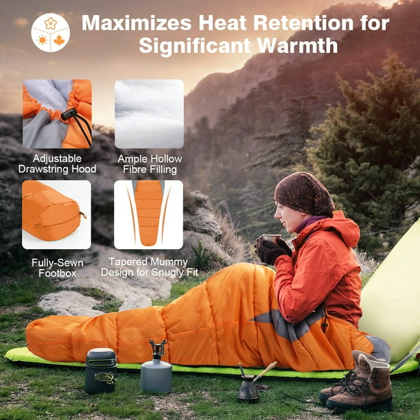 Outdoor Lightweight Adults Sleeping Bags for Traveling Sleepover Camping Backpacking Hiking Festival LANGRIA 3 Seasons Sleeping Bag with 2 Way Zipper /& Compression Bag